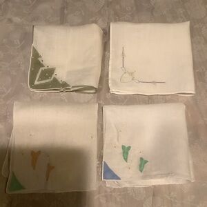 Four Vintage Hankies with Corner Design
